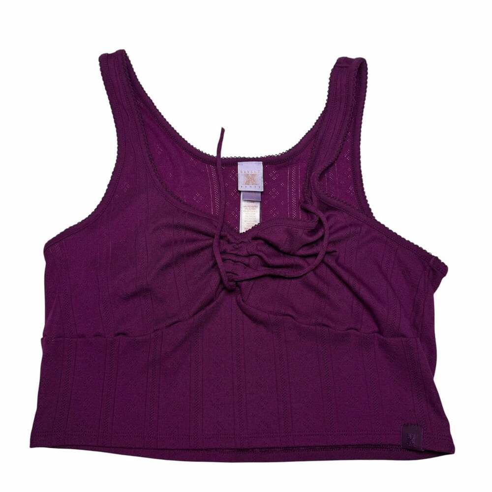 Savage X Fenty Crop Top Size XL Purple Ribbed Tank Top